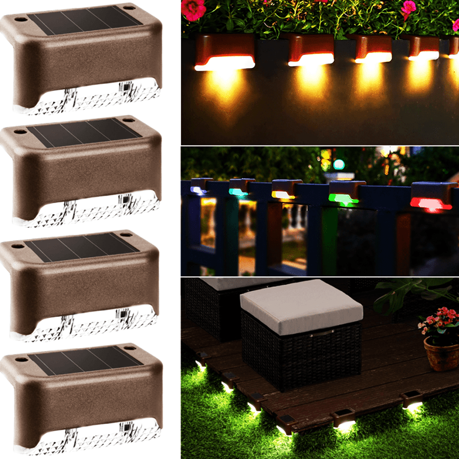 16 Packs Outdoor Solar Deck Lights, Waterproof Outdoor Decorate Lights, Solar Garden Lights, Outdoor Fence Lights, Solar Step Lights, Warm LED Lights, For Outdoor Stairs, Step, Fence, Garden, Balcony, Yard, Patio, And Pathway