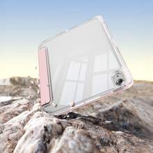 3-Fold Tablet Protective Case, Suitable For Tab M11 And Honor Tablet X8a, Smart Sleep/Wake, Full-Body Drop Protection, Matte TPU Material With Pen Slot - Pink - View 3