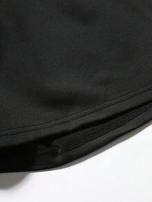 2pcs/Set Men's Letter Print Knit Crew Neck Short Sleeve T-Shirt And Loose Straight Leg Casual Pants, Suitable For Spring/Summer, Comfortable Style - Black - View 8