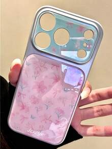 可愛全螢幕粉色花卉亮面果凍防震手機殼，適用於 iPhone 17 Pro Max、17 Pro、17、16 Pro Max、16 Pro、16、15 Pro Max、15 Pro、15、14 Pro Max、14 Pro、14，時尚女孩 IMD 防震保護殼 - 粉紅色百合蝴蝶結 - 查看 3