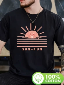 (Disney T Shirts)Stitch (Lilo & Stitch) "Sun = Fun" Minimalist Sunset Surf Line Art Print 100% Cotton Crew Neck Short Sleeve Graphic Tee Men's Summer Beach Casual Top, Mens Clothes, Men, Ropa De Hombre, Summer Clothes, Men Shirts, Graphic Tees, Disney Outfits Men, Graphic Tees, Camisetas Para Hombre, Camisas Para Hombre, Summer Outfits For Men, Father's Day Gift, Perfect Gift For Family And Friends, Which Are Necessary For Birthday Parties, Disney Shirts, Mens Clothes, Summer Clothes, Officially Licensed Disney T-Shirts, Disney Men's And Women's Spring/Summer Fashion Casual Short-Sleeve T-Shirts - màu đen - Xem 1