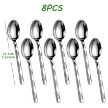 4/6/8入組時尚菱形茶匙，耐用不鏽鋼咖啡匙，優雅冰淇淋匙，加厚甜點匙，廚房/咖啡廳/派對配件，精美禮物，可用洗碗機 - 查看 11