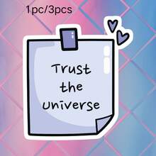 1pc/3pcs Minimalist Cartoon Memo Style Healing Stickers Trust The Universe Believe In The Universe Planner Decoration Stickers - Waterproof Vinyl Stickers - Durable Matte Surface, Self-Adhesive Bumper Stickers, Suitable For Cars, Windows, Laptops, Trucks, Water Bottles - Multi-Functional Durable Design, Car Stickers - one-size - View 8
