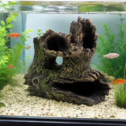 Wholesale Resin Crafts Decor, Fish Tank Crystal Shrimp Hideaway House, Breeding House, Driftwood Hollow Tree Hole