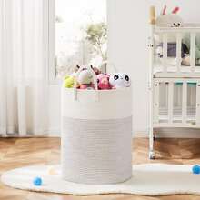 1pc Laundry Basket / Woven Hamper - Multifunctional Bathroom Storage Basket. Available In Two Sizes (40L And 60L) And A Variety Of Styles And Colors. An Ideal Storage And Organization Solution For The Laundry Room, Bedroom, Bathroom - Multicolor - View 5