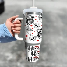 Disney 40 Oz Tumbler With Handle And Straw, Nightmare Before Christmas Jack Skellington Insulated Travel Mug, Double Wall Stainless Steel Vacuum Cup For Hot & Cold Water, Spooky Halloween Christmas Gifts - Nightmare - View 2