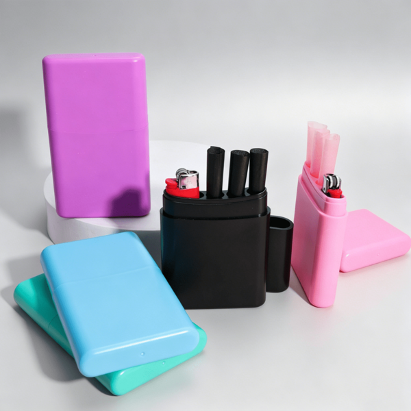 Macaron Color Plastic Cigarette Case, Portable 3+1 Cigarette Box, Can Store 3 Cigarettes + 1 Lighter, Multiple Colors Available