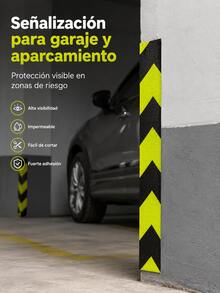 Cinta reflectante de advertencia amarilla y negra de alto brillo, 50 mm x 5 m, impermeable y resistente al desgaste. Cinta de señalización de  práctica. Ideal para propietarios de automóviles, trabajadores de almacenes, personal de administración de propiedades y demás. Cinta autoadhesiva resistente para usar en garajes, escaleras, almacenes, estacionamientos y otras áreas peligrosas. Material de señalización de . - cinta reflectante - Ver 6
