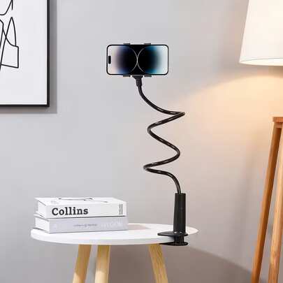 1pc 360° Rotatable Phone Stand - Stable, Adjustable Angle, Minimalist & Practical, Sturdy Alloy Material, 138cm/54inch Length, Suitable For Desk, Bedside Streaming, Selfie, Video Recording, Live Streaming, Indoor Use