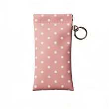 1pc Cute Polka Dot Portable PU Leather Glasses Case, With Snap Button Design, Built-In Glasses Cleaning Cloth And Hanging Ring, Perfect For Carrying Glasses - Multicolor - View 10