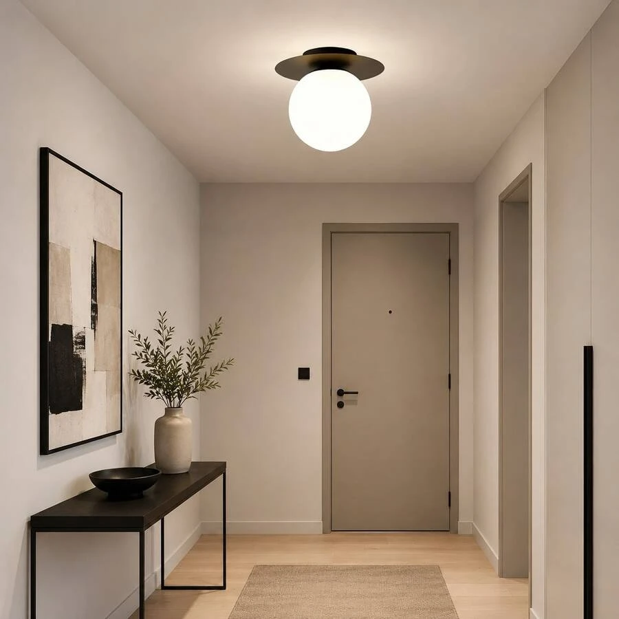 1pc Modern Minimalist Round Ball Ceiling Light, E27 Lamp Base, Hard-Wired Connection, Suitable For Balcony, Entrance, Hallway, Room (Bulb Not Included) - Multicolor - View 1