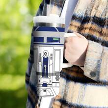 R2-D2 40 Oz Tumbler With Handle And Straw, Stainless Steel Insulated Travel Mug, Reusable Iced Coffee Water Bottle Cup, Disney Sci-Fi Movie Fan Gifts For Men - War Star - View 5