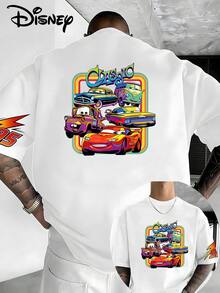 T-shirt à manches courtes Disney Lightning McQueen n° 95, imprimé recto verso, motif rétro Cars, détails classiques drapeau à damier et flammes sur les manches, design inspiré de la course automobile. Ce t-shirt blanc à col rond et coupe ample est confectionné en coton 100 % doux et respirant. Idéal pour les fans de Disney, les passionnés de course automobile et les étudiants, il se porte au quotidien, à l'école, lors d'activités de plein air ou de soirées à thème. Cette collection de t-shirts reprend les éléments emblématiques de Disney Cars, le célèbre numéro 95 et les lignes rétro des voitures de course, alliant style urbain américain et design cartoon. Elle est très appréciée des adolescents et des familles. - Blanc - Voir 1