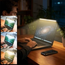 1pc Computer USB Screen Hanging Light, USB Dimming Reading LED Desk Lamp, Three Color Infinite Dimming, 45 ° Adjustment Angle, Clip On Installation, Soft Light Does Not Harm The Eyes, Computer Screen Light, Night Light, Reading Light, Suitable For Gaming Rooms, Study Rooms, Offices, Bedrooms - USB - View 2