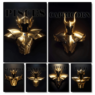 1pc Wall Arts Posters Optional  Golden Saint Fighters 12 Constellation Golden Armor Suitable For Residential And Dormitory Walls, Living Room And Bar Decoration, Dining Room Or Bathroom, Room Decoration, High Quality, Indoor/Outdoor Canvas Art