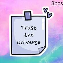 1pc/3pcs Minimalist Cartoon Memo Style Healing Stickers Trust The Universe Believe In The Universe Planner Decoration Stickers - Waterproof Vinyl Stickers - Durable Matte Surface, Self-Adhesive Bumper Stickers, Suitable For Cars, Windows, Laptops, Trucks, Water Bottles - Multi-Functional Durable Design, Car Stickers - one-size - View 10