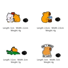 可愛水豚造型胸針，可愛動物金屬徽章，時尚百搭裝飾配件，適用於男士 - 彩色 - 查看 5