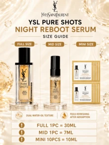 Tinh chất dưỡng da ban đêm YSL Pure Shots Night Reboot Serum, 30ml (dung tích lớn) / 7ml (dung tích du lịch) / 10 chai mini 1ml, kết cấu dầu-nước kép, thấm nhanh, ổn định và tái tạo da, làm sáng và tăng cường độ rạng rỡ, dưỡng ẩm sâu, phục hồi hàng rào bảo vệ da, cải thiện tình trạng da xỉn màu, kết cấu nhẹ không nhờn rít, phù hợp với mọi loại da, đặc biệt là da xỉn màu, nhạy cảm và hỗn hợp. Sử dụng ban đêm và hàng ngày, quà tặng ngày lễ Giáng sinh, Valentine. - Tinh chất dưỡng da ban đêm YSL Saint Laurent Night Queen - Xem 4