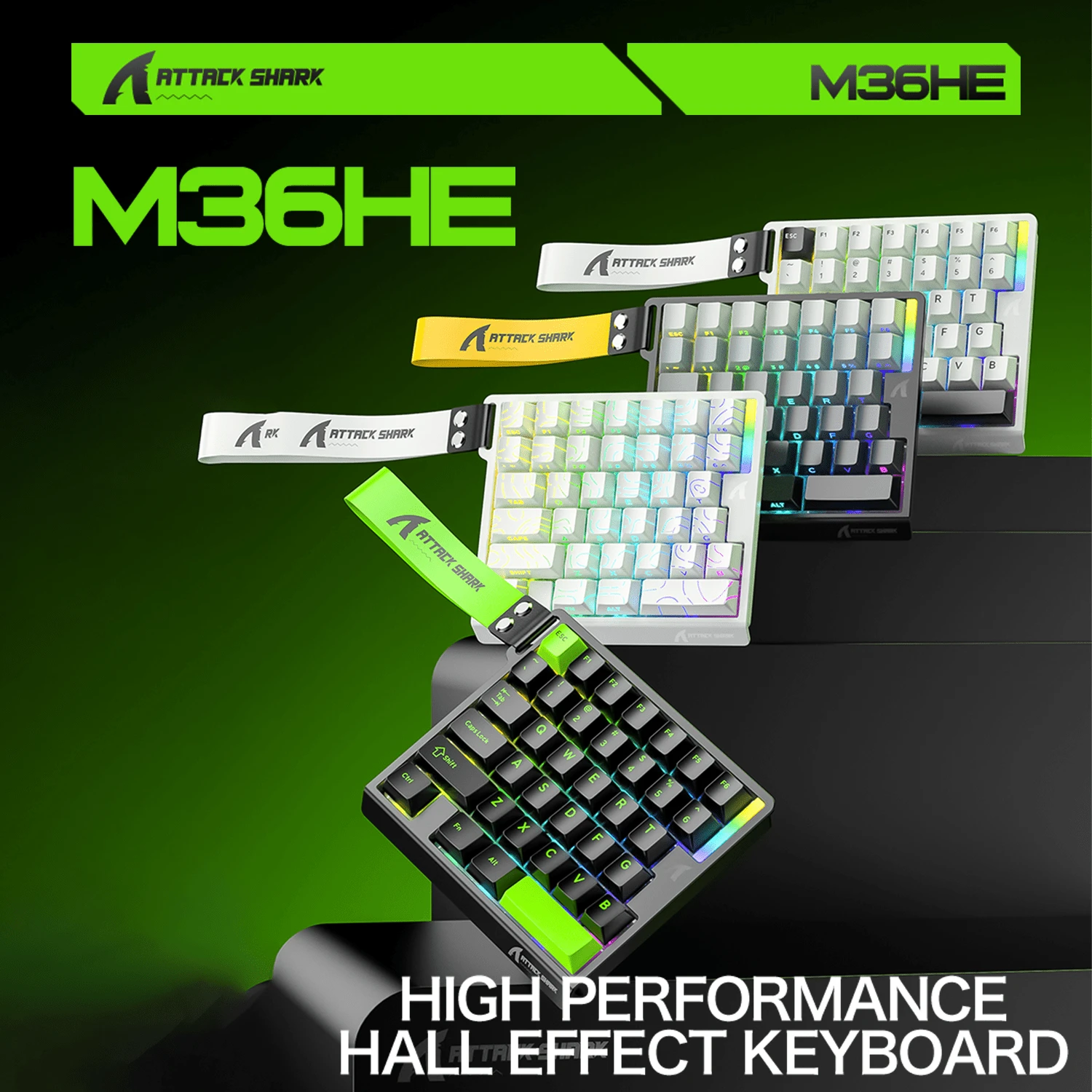 ATTACK SHARK M36HE Wired Gaming Keyboard: Single-Handed Keyboard, 8K Polling Rate, 128-Zone Scanning, 0.01ms RT Precision, 0.1ms Response Time, Custom Magnetic Fully Fluorinated Switches, Hot-Swappable Keycaps, Fashionable Compact Design - View 1