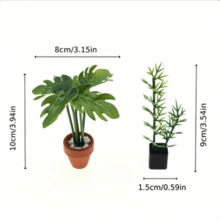 Miniature Realistic Green Plant Potted Model, Dollhouse Miniature Scene Plant Decor, Fern Decoration, Micro Landscape DIY Accessory, Pretend Play Scene Arrangement Prop - Multicolor - View 4