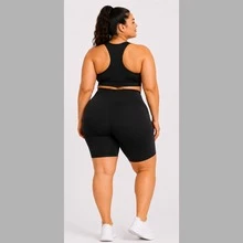 Plus Size Black Set, Zero Transparency, Gym Wear - 黑色 - 查看 3