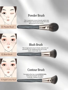 Bộ 10 cọ trang điểm, lông tổng hợp mềm mại, dùng cho kem nền, phấn mắt, phấn má hồng và tạo khối, dụng cụ trang điểm chuyên nghiệp cần thiết khi đi du lịch. - màu đen - Xem 3