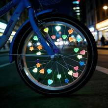 100個發光星星與愛心自行車輻條裝飾，時尚單車配件，提升夜間騎行視覺吸引力，騎行愛好者的理想禮物選擇 - 彩色 - 查看 1