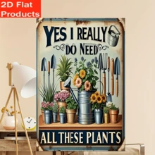 1pc 2D Flat Vintage Iron - I Need These Plants - Gardening Humor Sign, Home And Garden Decor, Retro Wall Plaque, For Indoor And Outdoor, Ideal Holiday Gift - Multicolor - View 1