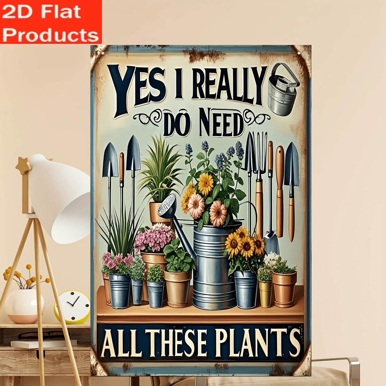 1pc 2D Flat Vintage Iron - I Need These Plants - Gardening Humor Sign, Home And Garden Decor, Retro Wall Plaque, For Indoor And Outdoor, Ideal Holiday Gift - Multicolor - View 1