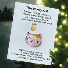 Worry Cat Design Pocket Hug Card, 1/5/10pcs Inspirational Encouragement Gift Card, Thoughtful Card With Positive Vibes And Motivational Messages - Sets - View 2