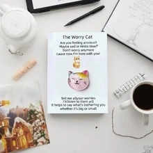 Worry Cat Design Pocket Hug Card, 1/5/10pcs Inspirational Encouragement Gift Card, Thoughtful Card With Positive Vibes And Motivational Messages - Sets - View 8