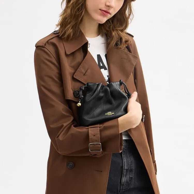 COACH Faye 17 Quilted Details L Ambskin Leather Shoulder Bag, Small, Women's, Black - CDB69-IMBLK - 查看 8