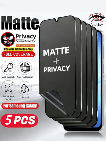 Mr. War Gorilla 5pcs [Ceramic Material - Matte Anti-Peeping Screen Protector] Flexible Material Won't Hurt Your Hand, Significant Anti-Peeping Effect, Keeps Your Privacy Even When Tilted Sideways, Suitable For Scenarios Like Metro Transfer Stations, Fast Food Dining Areas, Shopping Mall Rest Areas, Compatible With Samsung S26 Ultra/S26 Plus/S25 Ultra/S25 Plus/S25/S24 Ultra/S24 Plus/S24/S23+/S23/S22+ 5G/S22 5G/A32 5G/A32/A22 5G/A22/A12/A04s/A27/A57 5G/A37/A13 5G/A17 5G/A07 4G And More.