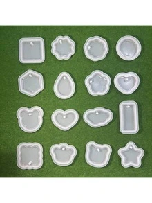 16pcs Assorted Geometric Pendant Silicone Molds With Hanging Holes, Jewelry UV Resin Molds, Epoxy Resin Necklace Keychain Molds, Versatile Pendant Molds For Girls, Creative Mother's Day Gift - A - View 8