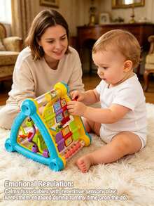 Learning Activity Cube, Baby Activity Cube With 3 Sensory Shape Blocks, Music Busy Board, Early Educational Toy, Montessori Toy Suitable For 1-2 Year Old, 1st Birthday Gift - Multicolor - View 3