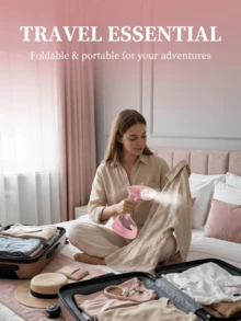 SOKANY Foldable Handheld Garment Steamer, Powerful Portable Clothing Steam Iron, 30s Rapid Heating, 120ml Leak-Proof Water Tank, Mini Travel Steam Iron, Suitable For Home And Travel, One-Button Continuous Steam Output - Pink - View 5