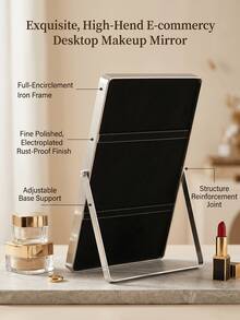 1pc High Definition Desktop Makeup Mirror, Distortion-Free Vanity Mirror With Adjustable Metal Stand, Large Size Desktop Makeup Mirror Suitable For Makeup, Skincare And Hairstyle Design, Bedroom, Bathroom, Dormitory And Office Vanity Mirror - Multicolor - View 8