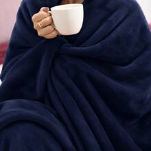Microfiber Blanket Double And Queen Size Anti-Allergic Soft Extra Soft Flannel - Navy Blue - View 2