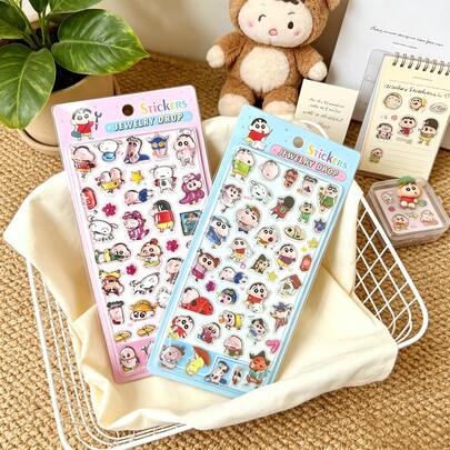 Pegatinas de cristal 3D con personajes de dibujos animados interesantes, pegatinas Kawaii lindas, pegatinas estéticas para diarios, botellas de agua, portátiles y fundas de teléfono. Conjunto de manualidades impermeables y sin residuos, regalo creativo para estudiantes y niños. Diseño original, sin riesgo de derechos de autor, artículos de papelería de gran . Textura de cristal 3D, estilo adorable, fácil de usar, ampliamente aplicable para manualidades, scrapbooking y decoración diaria. Pegatinas creativas adecuadas para todas las edades, perfectas para proyectos de bricolaje de niños.
