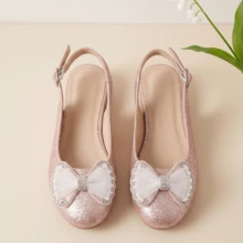 Girls' Sparkling Rhinestone Bow Dress Shoes, Shiny Princess Party Shoes - Pink - View 1