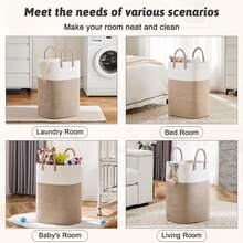 1pc Laundry Basket / Woven Hamper - Multifunctional Bathroom Storage Basket. Available In Two Sizes (40L And 60L) And A Variety Of Styles And Colors. An Ideal Storage And Organization Solution For The Laundry Room, Bedroom, Bathroom - Multicolor - View 9