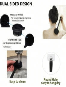 Bộ 4 món gồm bàn chải massage lưng bằng silicon và găng tay tắm mềm mại, dụng cụ cạo tẩy tế bào chết toàn thân và bàn chải tắm tạo bọt cực mạnh, dụng cụ làm sạch cơ thể tạo bọt phong phú. - Nhiều màu - Xem 4