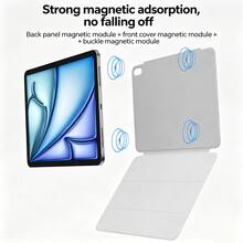 2026 Air 11/ Air 13 保護殼，磁吸三折式附筆電筒，相容於 Ipad Pro 11 - 灰色 - 查看 4