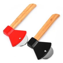 Set Of 4 Pizza Cutters With Bamboo Handles And Sharp Rotating Blades, Perfect For Pizza, Bread, Cakes, And More-Red And Black Color Scheme - View 10