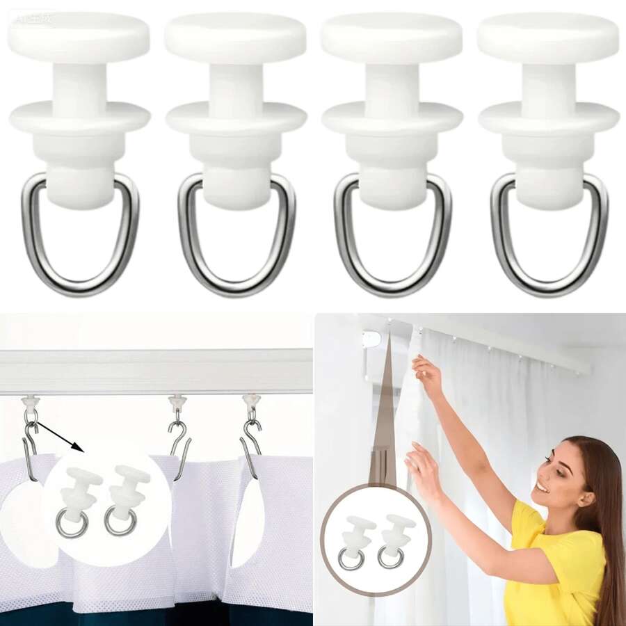 100/200pcs Nano Roller Slide Rails, Silent Curtain Track Pulleys, Heavy-Duty Plastic Slide Rail Hooks, Universal Ceiling Installation Hardware Accessories Suitable For Straight And Curved Tracks (Curtains, Doors, Shower Rooms, Cars) - Track Nano Pulley - View 1