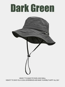 1pc Unisex Solid Color Bucket Hat, Outdoor Travel Windproof Casual Fishing Golf Breathable Sun Protection Hat, Spring/Summer - Multicolor - View 11