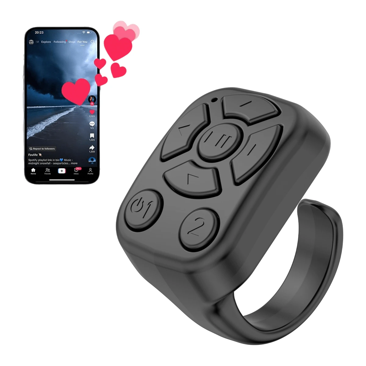 Multifunctional Wireless Remote Control, Compatible With Smartphone, Tablet, Camera Shutter, 30mAh Rechargeable