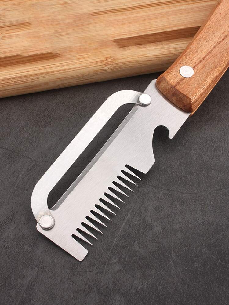 客製化 1/5/10入 多功能不鏽鋼蔬菜削皮器，附磨絲器與開瓶器，不鏽鋼廚房削皮器，配木製手把，實用廚房工具，適用於廚房、露營與旅行 - 多色 - 查看 4
