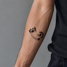 1pc Waterproof & Smudge-Proof Temporary Tattoo Sticker, PVC Realistic Small Cat Tattoo Decal For Daily Use - Grey - View 2