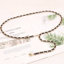 1件女款腰鍊，時尚休閒金屬鍊條配件，可搭配裙子和褲子金色飾品 - 彩色 - 查看 10